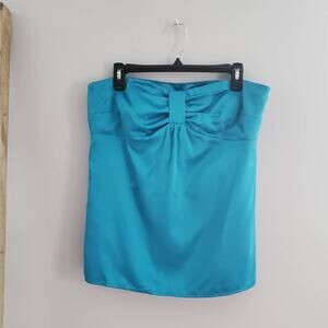 LOFT Green Strapless Bow Accent Satin Top Size 12